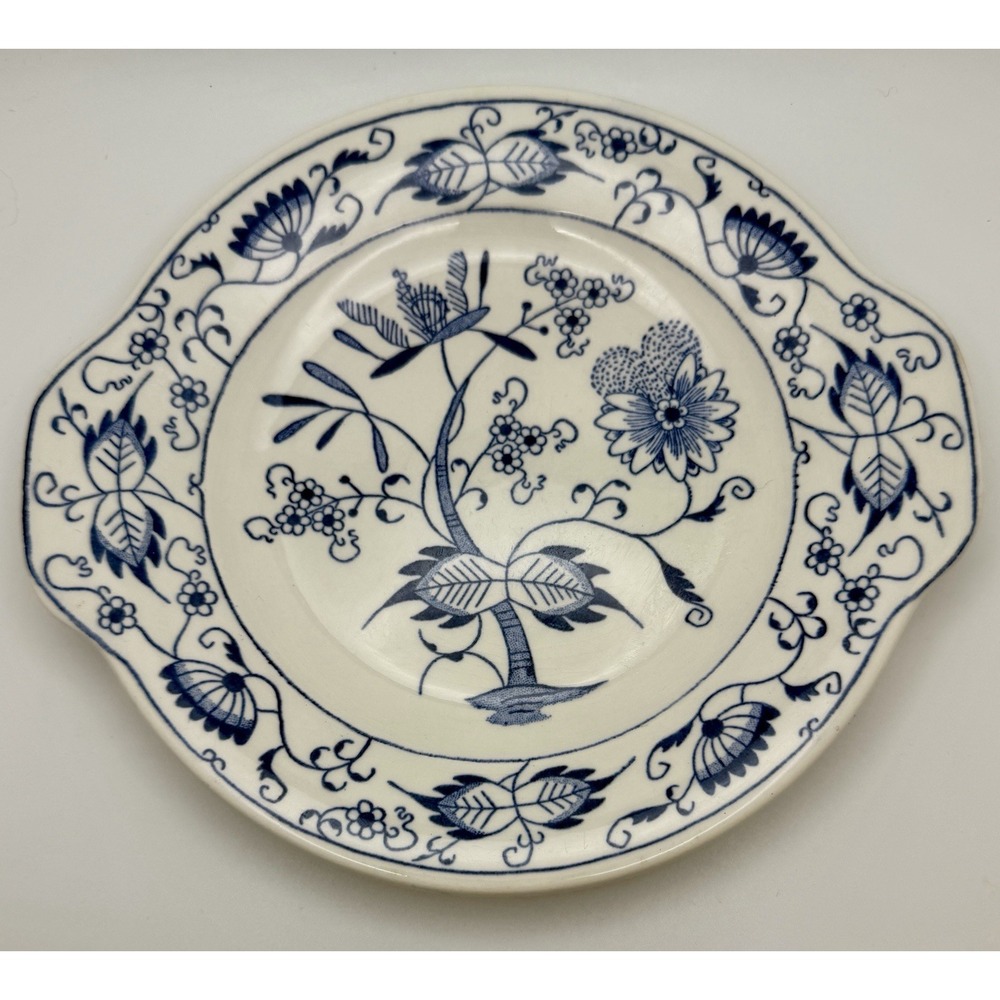 Vintage Royal China Doorn Blue Onion Plate Handled 10" Underglaze Ironstone 1965